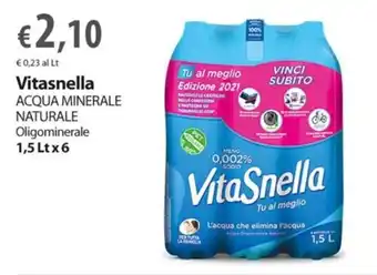 Extra Supermercati Vitasnella ACQUA MINERALE NATURALE Oligominerale 1,5 Lt x 6 offerta