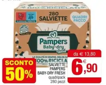 SALVIETTE PAMPERS BABY-DRY FRESH quadripack 280 pezzi
