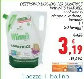 Conad Winni's Detersivo Liquido Per Lavatrice Naturel Lavanda offerta