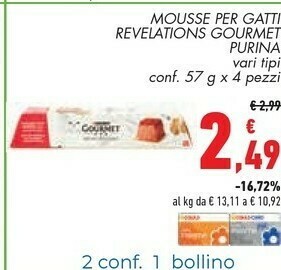 Conad Purina Mousse Per Gatti Revalations Gourmet Con Manzo offerta