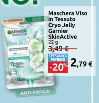 Carrefour Iper Maschera Viso in Tessuto Cryo Jelly Garnier SkinActive 22 g offerta