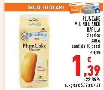 Conad Mulino Bianco PlumCake Classico 330 G(ml) offerta