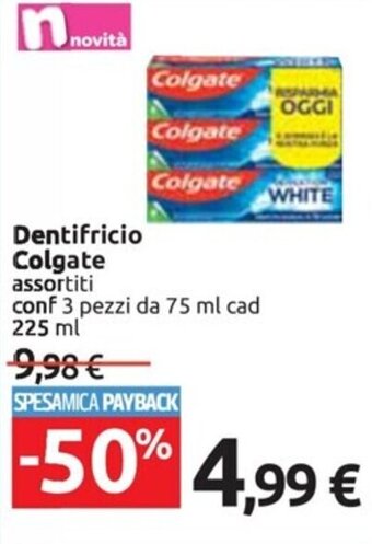 Carrefour Iper Dentifricio Colgate assortiti conf 3 pezzi da 75 ml cad 225 ml offerta