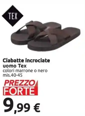 Carrefour Iper Ciabatte incrociate uomo Tex colori marrone o nero mis.40-45 offerta