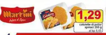 Pewex cotolette di pollo/spinaci 200 g al kg 6.45 offerta