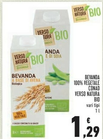 Conad City Conad - Bevanda a Base di Avena Biologica 100% Vegetale Verso Natura 1000 g(ml) offerta