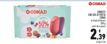 Conad Conad - Sorbetti Ai Frutti Di Bosco 330 G(ml) offerta