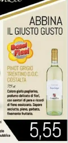 Conad Costalta Pinot Grigio Trntino Doc 750ml offerta