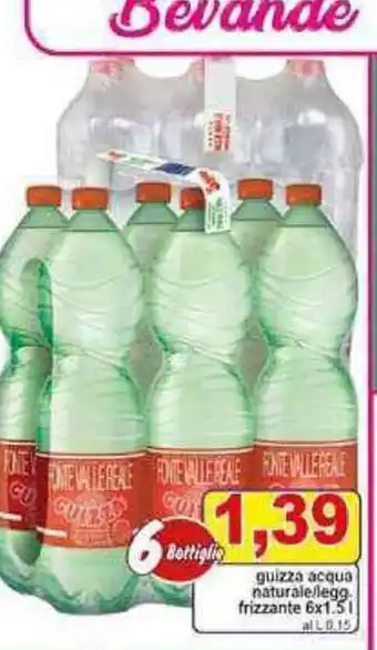 Pewex guizza acqua naturale/legg. frizzante 6x1,5l offerta