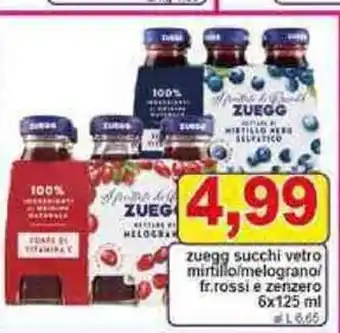 Pewex zuegg succhi vetro mirtillo/ melograno/fr. rossi e zenzero 6 x 125 ml offerta