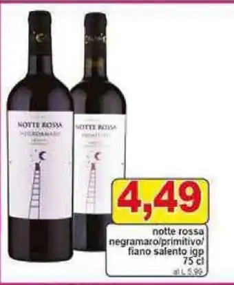 notte rossa negramaro/primitivo/ fiiano salento igp 75 cl