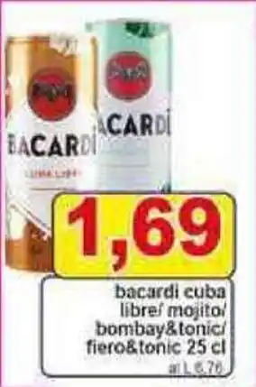 Pewex bacardi cuba libre/ mojito/ bombay & tonic/ fiero&tonic 25 cl offerta