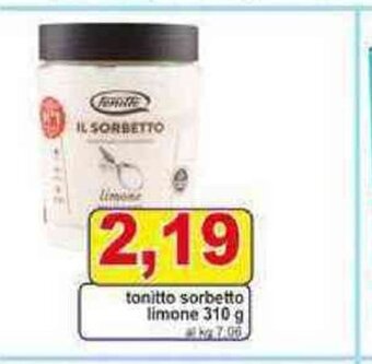 Pewex tonitto sorbetto limone 310 g offerta
