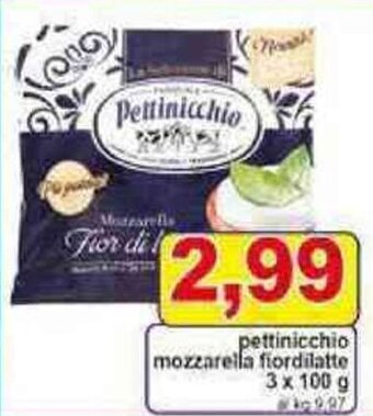 Pewex pettinicchio mozzarella fiordilatte 3 x 100 g offerta