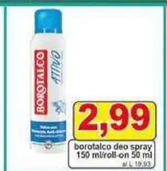 Pewex borotalco deo spray 150 ml/roll-on 50 mi offerta