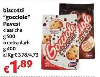 Panorama Pavesi "Gocciole" biscotti 500g/400g offerta
