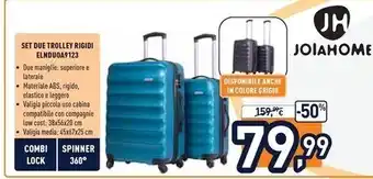 Unieuro Joia home set due trolley rigidi elnduoa9123 offerta