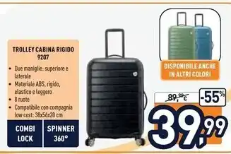 Unieuro Spinner trolley cabina rigido 9207 offerta