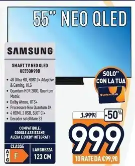 Unieuro Samsung smart tv neo oled qe55qn90b offerta