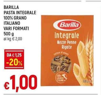 Galassia BARILLA PASTA INTEGRALE 100% GRANO ITALIANO VARI FORMATI 500 g offerta