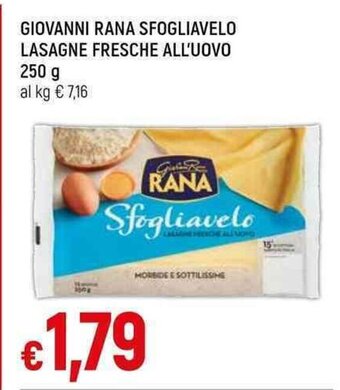 Galassia GIOVANNI RANA SFOGLIAVELO LASAGNE FRESCHE ALL'UOVO 250 g offerta