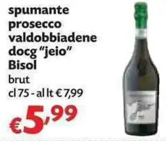 Panorama Bisol "jeio" Spumanate prosecco valdobbiadene docg 75cl offerta