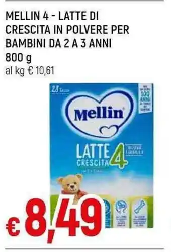 Galassia MELLIN 4-LATTE DI CRESCITA IN POLVERE PER BAMBINI DA 2 A 3 ANNI 800 g offerta