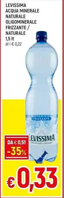 Galassia LEVISSIMA ACQUA MINERALE NATURALE OLIGOMINERALE FRIZZANTE / NATURALE 1,5 lt offerta