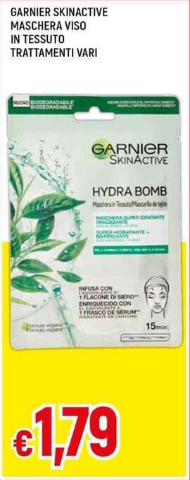 Galassia GARNIER SKINACTIVE MASCHERA VISO IN TESSUTO TRATTAMENTI VARI offerta