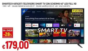 Galassia SMARTECH 40FA20T1 TELEVISORE SMART TV CON SCHERMO 40" LED FULL HD offerta