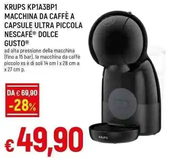KRUPS KP1A3BP1 MACCHINA DA CAFFÈ A CAPSULE ULTRA PICCOLA NESCAFÉ® DOLCE GUSTOⓇ