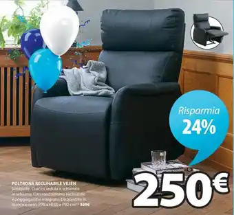 JYSK POLTRONA RECLINABILE VEJEN P76 x H105 x P92 cm** offerta