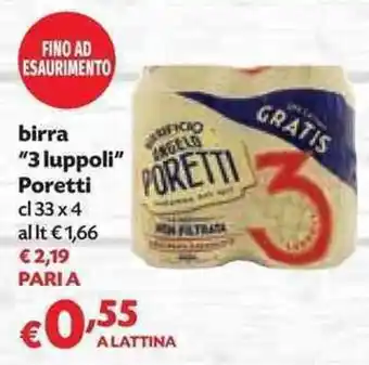 Panorama Poretti "3 luppoli" birra 33cl x 4 offerta