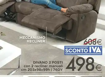 Mondo Convenienza Divano 3 Posti Con 2 Recliner Manuali offerta