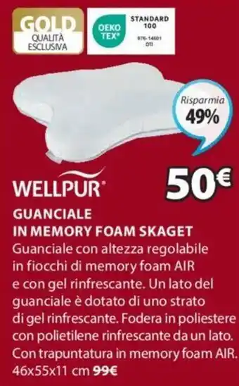 WELLPUR GUANCIALE IN MEMORY FOAM SKAGET