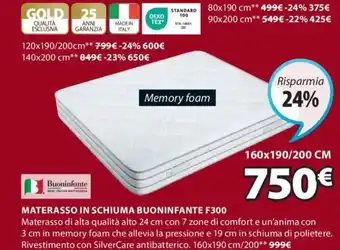 JYSK MATERASSO IN SCHIUMA BUONINFANTE F300 offerta