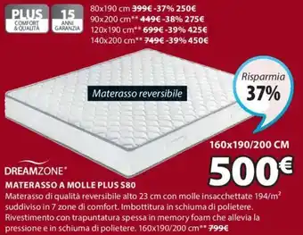 JYSK MATERASSO A MOLLE PLUS S80 offerta