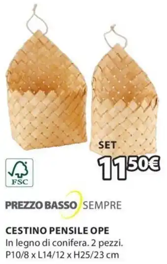 JYSK CESTINO PENSILE OPE Set offerta