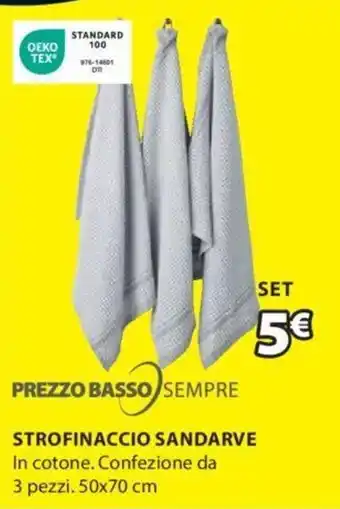 JYSK STROFINACCIO STROFINACCIO SANDA SetRVE In cotone. Confezione da 3 pezzi. 50x70 cm offerta