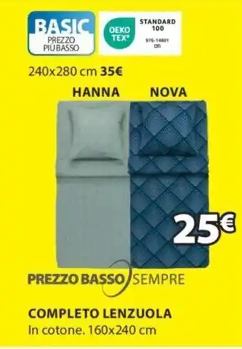 JYSK COMPLETO LENZUOLA offerta