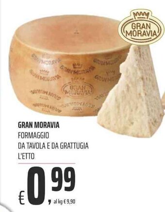 Coop GRAN MORAVIA FORMAGGIO DA TAVOLA E DA GRATTUGIA L'ETTO offerta