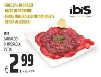 Coop IBIS CARPACCIO DI BRESAOLA L'ETTO offerta