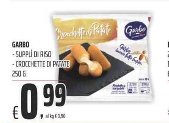Coop GARBO - SUPPLI DI RISO -CROCCHETTE DI PATATE 250 G offerta