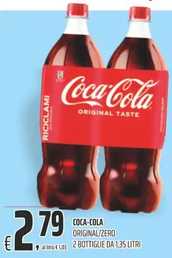 Coop COCA-COLA ORIGINAL/ZERO 2 BOTTIGLIE DA 1,35 LITRI offerta