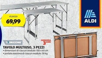 ALDI Workzone tavolo multiuso , 3 pezzi offerta