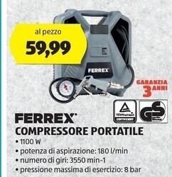 ALDI Ferrex compressore portatile offerta