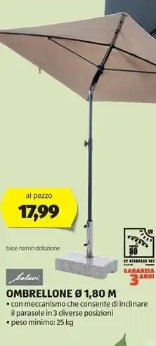 ALDI Belavi ombrellone 1.80 m offerta