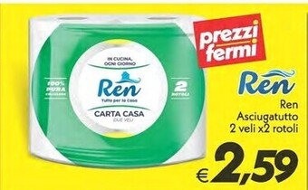 Iper Super Conveniente Ren asciugatutto 2 veli x2 rotoli offerta