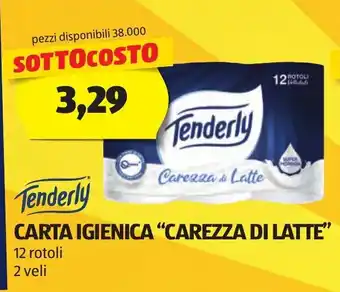 ALDI Tenderly CARTA IGIENICA "CAREZZA DI LATTE" CARTA DA CUCINA "QUANTO BASTA" 2 x 100 strappi offerta