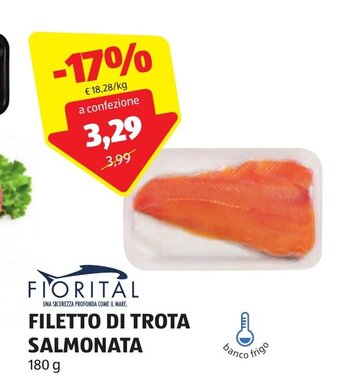 ALDI FIORITAL FILETTO DI TROTA SALMONATA 180 g offerta